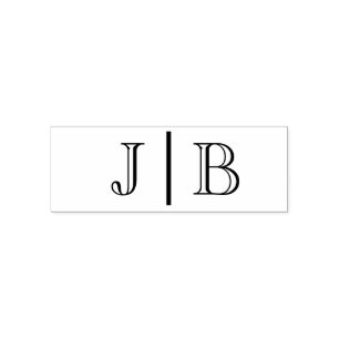 Enkel brud brudgum bröllop 2 initial monogram VSCA Självfärgande Stämpel