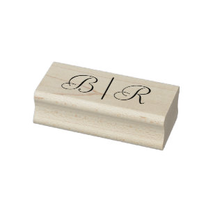 Enkel brud brudgum bröllop 2 initial monogram VSLi Stämpel
