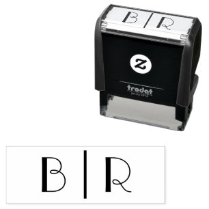 Enkel brud brudgum bröllop 2 initial monogram VSP Självfärgande Stämpel