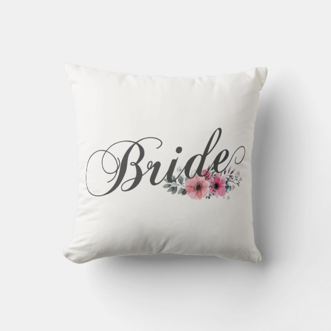 Enkel brud floral kalligrafi | Kastkudde Kudde (Framsida)