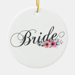Enkel Brud Floral Kalligrafi Ornament