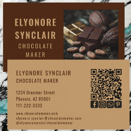 Enkel Brun Choklad Tillverkare Foto Social QR-kod Visitkort