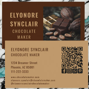 Enkel Brun Choklad Tillverkare Foto Social QR-kod Visitkort