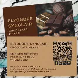 Enkel Brun Choklad Tillverkare Foto Social QR-kod Visitkort