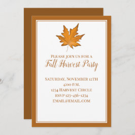 Enkel brun höstmapel Löv Inbjudningar