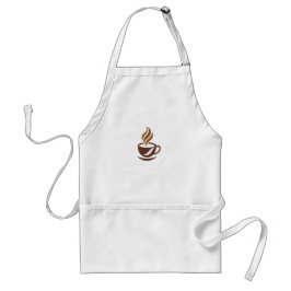 Enkel brun kaffekoppikon vit förklän förkläde
