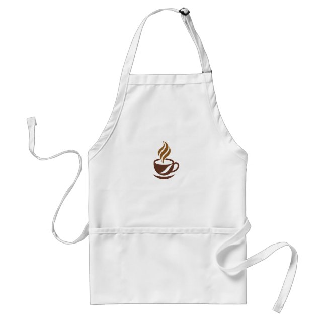 Enkel brun kaffekoppikon vit förklän förkläde (Framsidan)