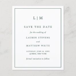 Enkel budget för Grönt av skogar Bröllop spara dat