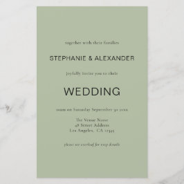 Enkel budget grönsalvia QR-kod bröllopsinbjudan