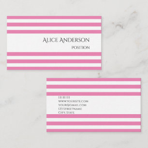 Enkel budget rosa ränder geometrisk chic visitkort