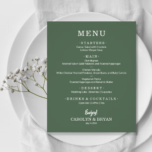 Enkel budgetElegant Evergreen Bröllop Menu