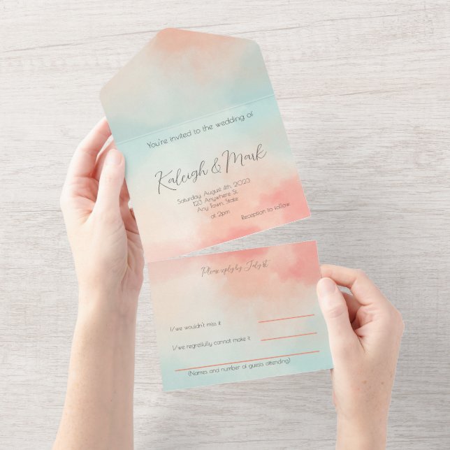 Enkel budgeterad pastel Peach & Turcouise Wedding (Avrivbar del)