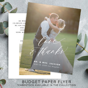 Enkel budgetfoto kärlek och tack manus bröllop flygblad