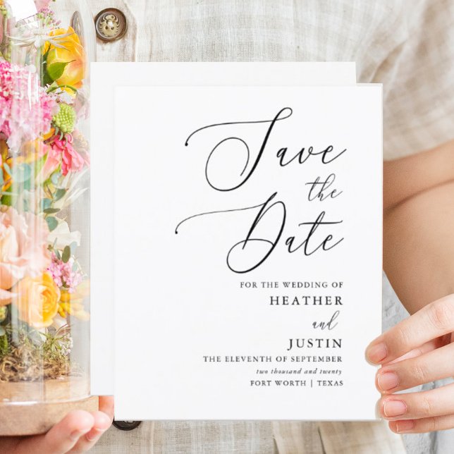Enkel budgetkalligrafi Bröllop spara datum (Skapare uppladdad)