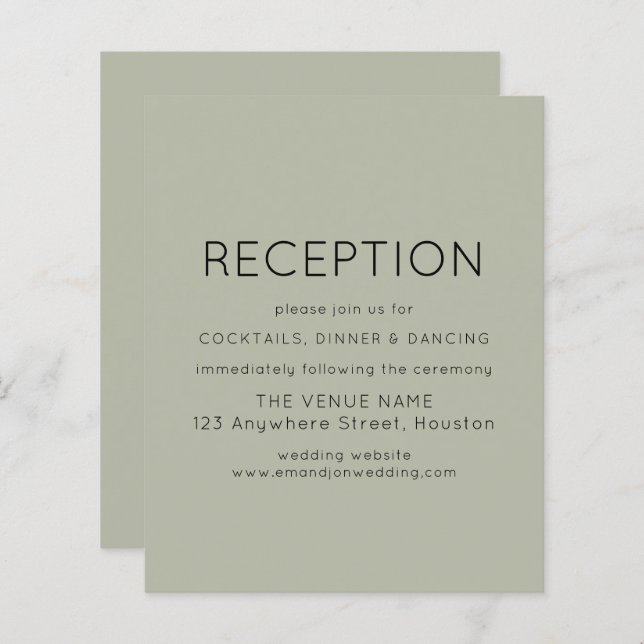 Enkel budgetmottagning - Soft Sage Bröllop Encl (Fram/baksida)