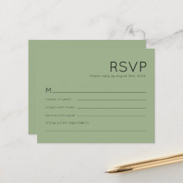 Enkel budgettypografi Sälggrön bröllops-RSVP