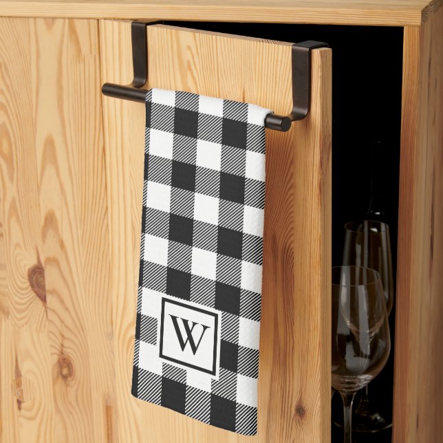 Enkel Buffalo Play Monogram Black White Kökshandduk (Thirds Fold)