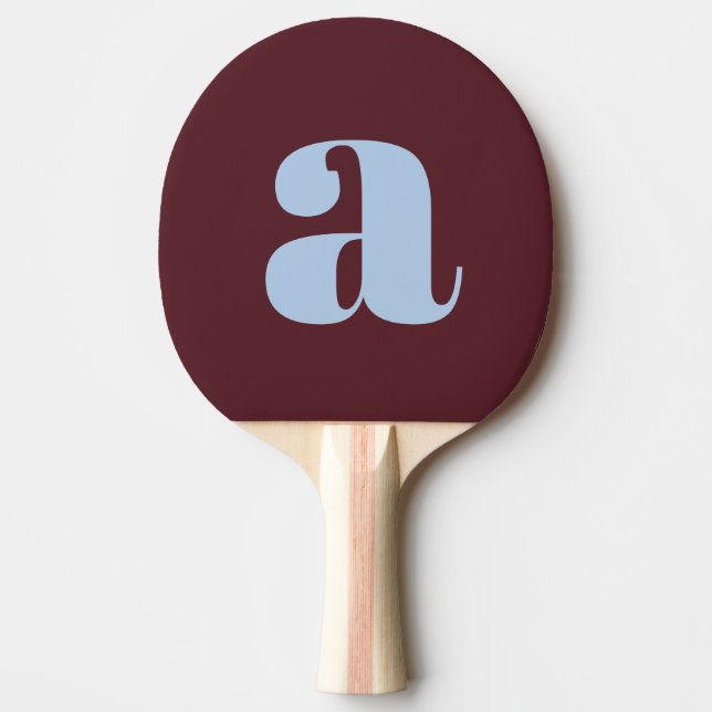 Enkel Burgunderblå Retro Monograminitial Pingisracket (Framsidan)