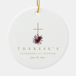 Enkel burgundisk Blommigt Kor katolsk baptism Julgransprydnad Keramik