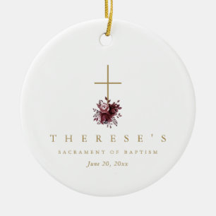 Enkel burgundisk Blommigt Kor katolsk baptism Julgransprydnad Keramik
