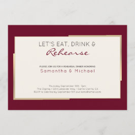 Enkel burgundisk Bröllop-repetitionsmiddag Inbjudningar