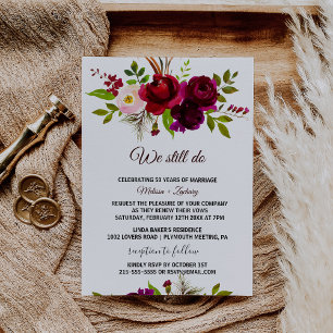 Enkel Burgundy Blommigt Vow Renewal Inbjudningar