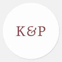 Enkel Burgundy och Vit Monogram Bröllop