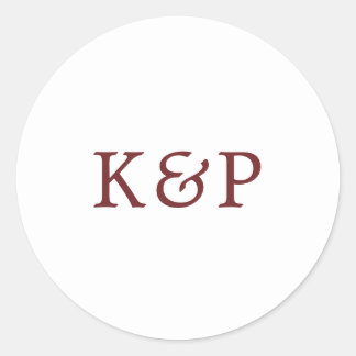 Enkel Burgundy och Vit Monogram Bröllop Runt Klistermärke