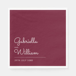 Enkel Burgundy och vitt skript Pappersservett