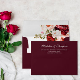 Enkel Burgundy Ro Bröllop Returadress
