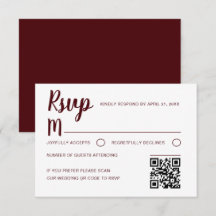 Enkel Burgundy RSVP Bröllop