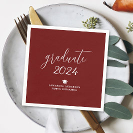 Enkel Burgundy Student 2024-Studentfest Pappersservett