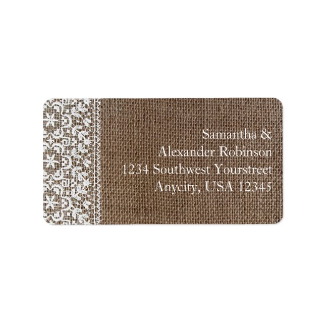 Enkel Burlap och Snöre Adressetikett (Framsidan)