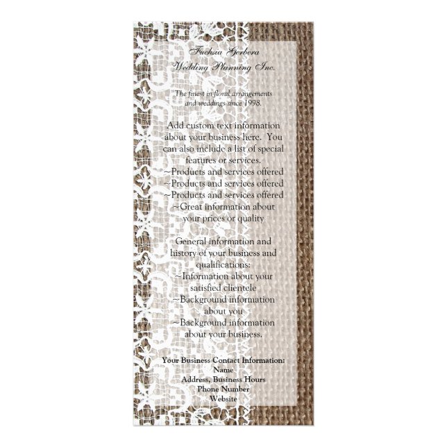 Enkel Burlap och Snöre Reklamkort (Framsidan)