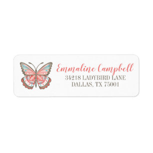 Enkel Butterfly Nature-adressetikett Returadress Etikett
