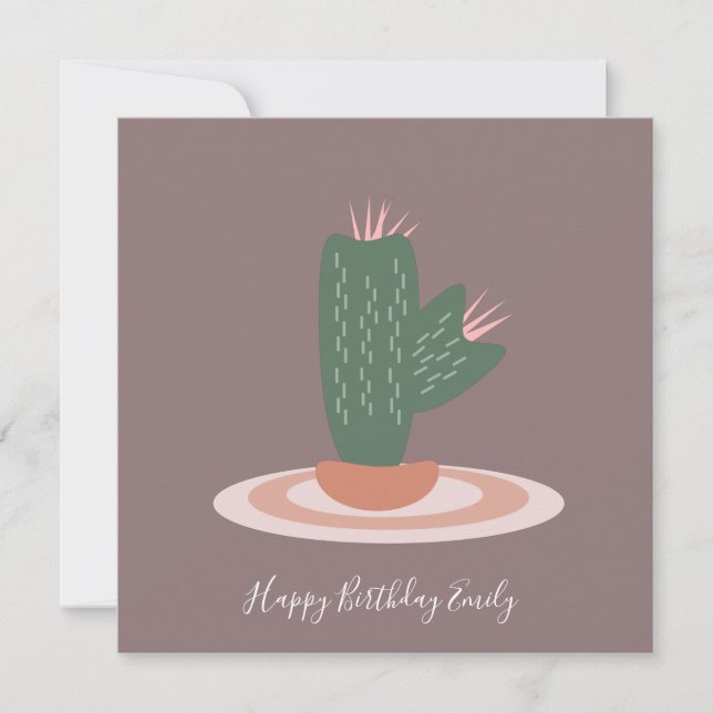 Enkel Cactus Taggig Illustration Födelsedag (Framsida)