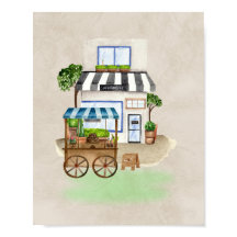 Enkel Café med Cake Cart - Varm och Elegant