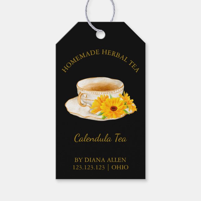 Enkel Calendula Tea hängMärkre Presentetikett (Framsidan)