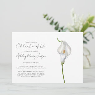 Enkel Calla Lily Livs firande Begravning Inbjudningar