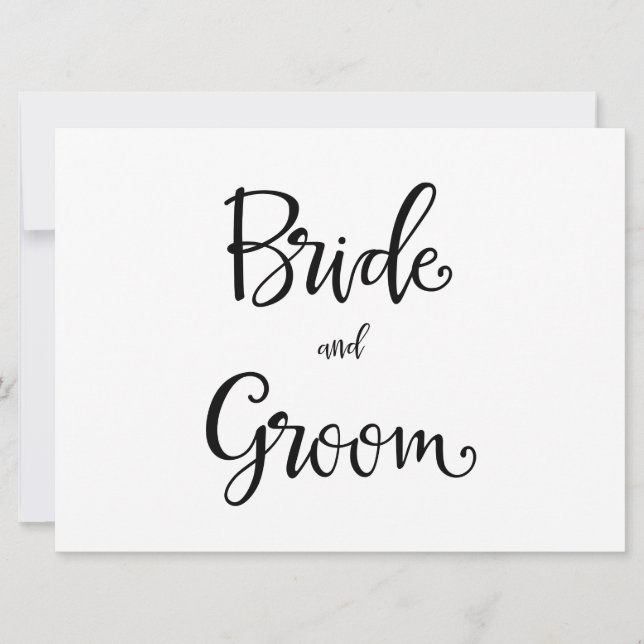 Enkel calligrafi | Bride och Groom bröllop-tecken (Framsida)