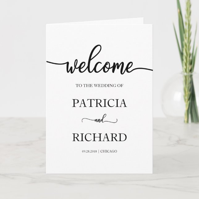 Enkel calligrafi-Bröllop-mappat program (Framsida)