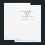 Enkel calligrafi Bröllop Ord av Wisdom Rådkort<br><div class="desc">Detta enkla kalligrafi i bröllop ord av visdomskort är perfekt för ett bröllop i Österrike. Den enkla och elegant designen har skript av typen klassisk och finare i svartvitt. De här korten är perfekter för bröllop, möhippa, babydusch, studentfest och mycket mer. Anpassa korten med namn från bruden och brudgummen, blivande...</div>