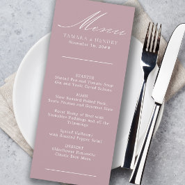 Enkel calligrafi Dusty Ro Bröllop Menu Meny