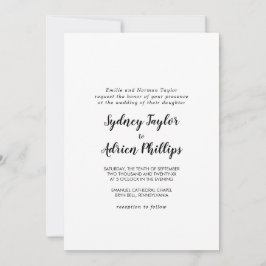 Enkel calligrafi Foto Formal Bröllop Inbjudningar