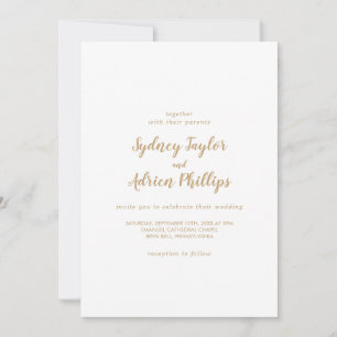 Enkel calligrafi Guld Avslappnad Bröllop Inbjudningar