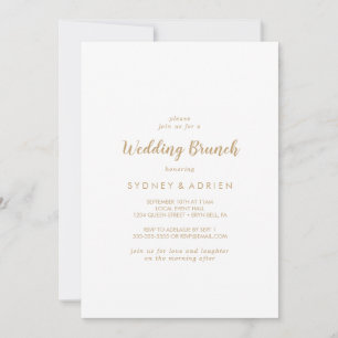 Enkel calligrafi   Guld Bröllop Brunch Inbjudningar