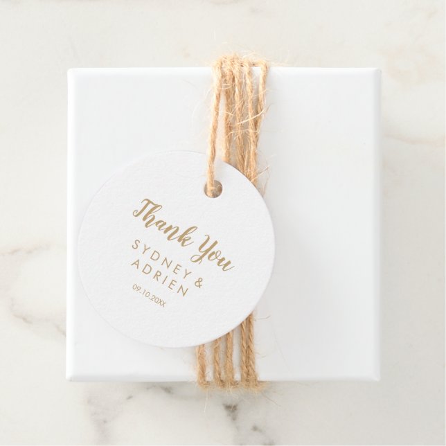 Enkel calligrafi|Guld Bröllop Tack Gåvor Etiketter (På plats)