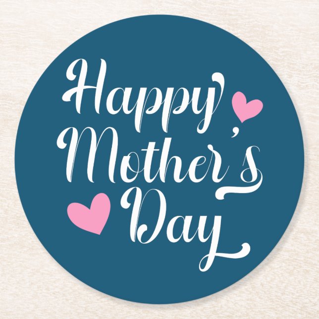 Enkel Calligrafi i Lycklig Mors dag | UNDERLÄGG Papper Rund (Framsidan)