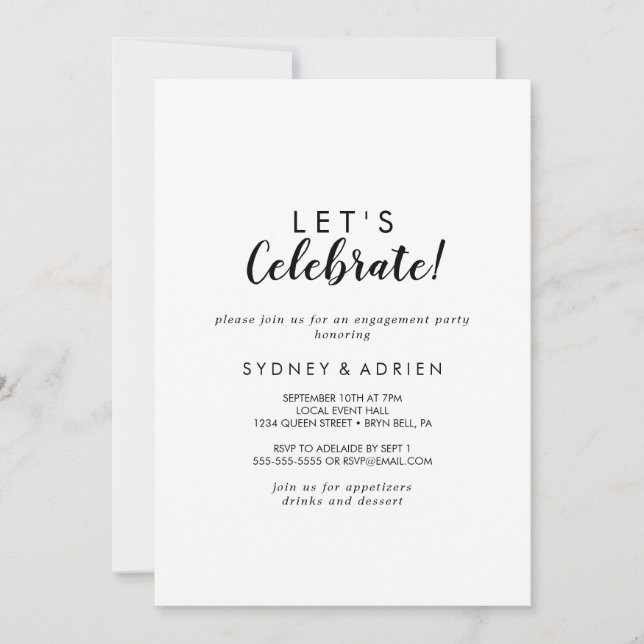 Enkel calligrafi Låt oss Celebrate Party Inbjudningar (Framsida)
