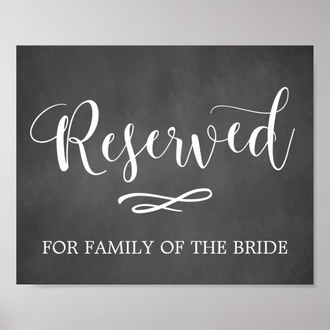 Enkel calligrafi reserverad för säten i Bröllop Poster (Framsidan)
